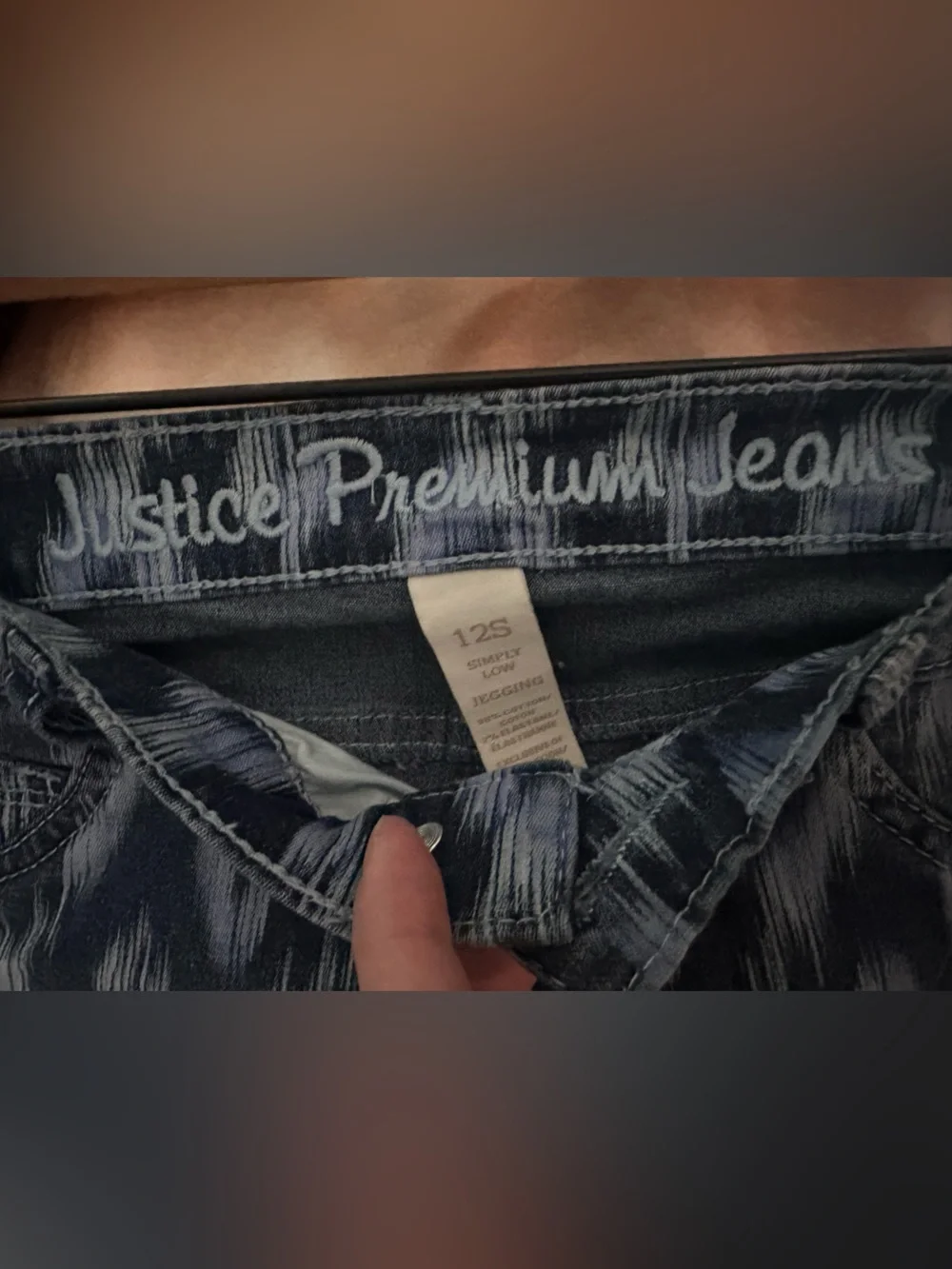 Justice Girls' Blue Patterned & Washed Simply Low Rise Jeans - 2-Pack | Size 12S